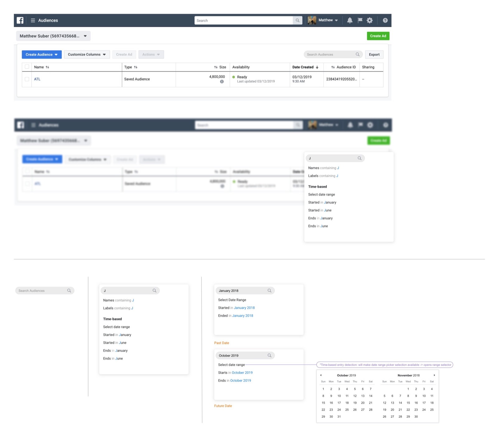 Search exploration with typeahead and time-based queries.